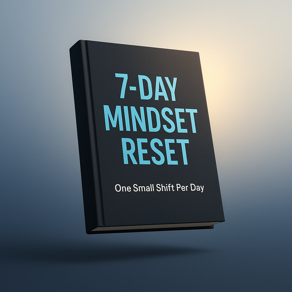The 7-Day Mindset Reset guide cover, with the words One Small Shift Per Day.